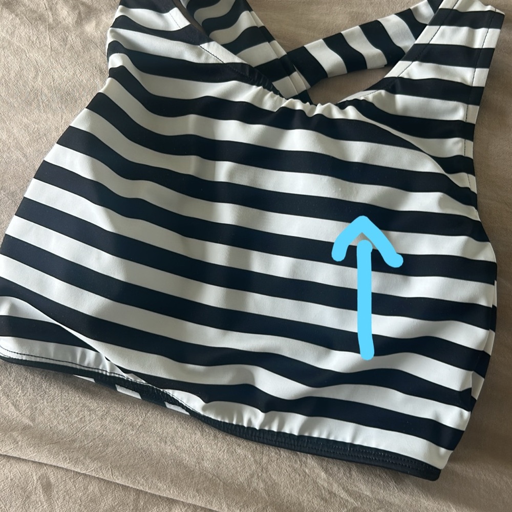 Albion Black and White Striped Crop Top swimmer